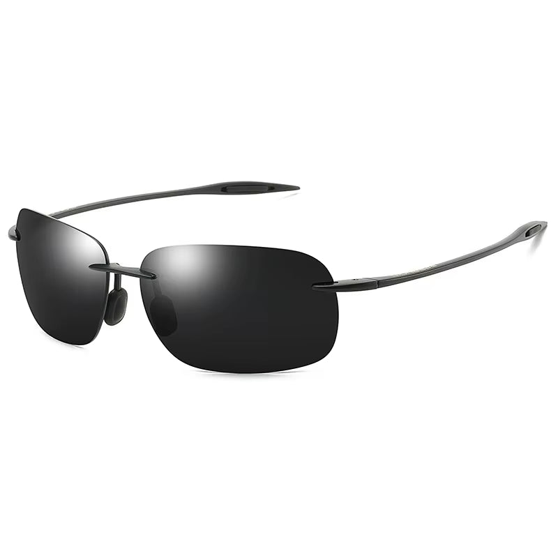 The Matrix Polarized Classic Sports Rimless Sunglasses Men Orange Male Driving Rectangle Ultralight Frame Sun Glasses UV400