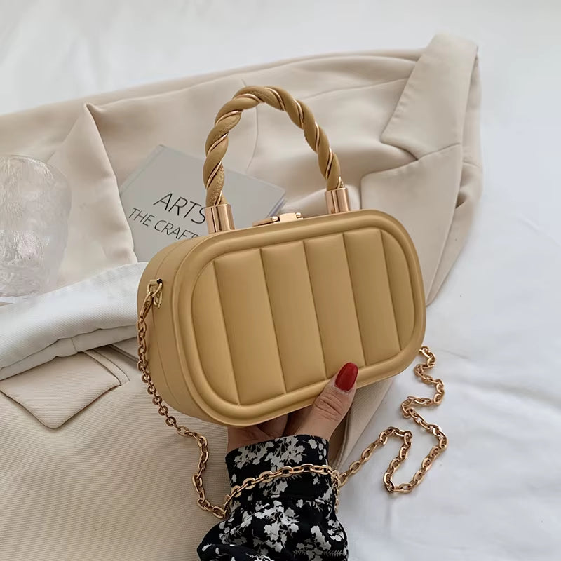 Women Chain Suitcase Messenger Bags PU Leather Small Crossbody Bags Blue White Designer Shoulder Bags Clutch Evening Party Bag