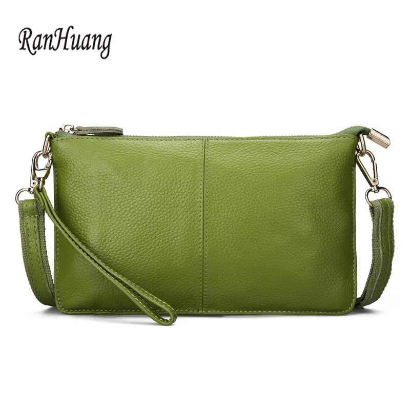 Women Genuine Leather Day Clutches Candy Color Shoulder Bags Women'S Fashion Crossbody Bags Small Clutch Bags