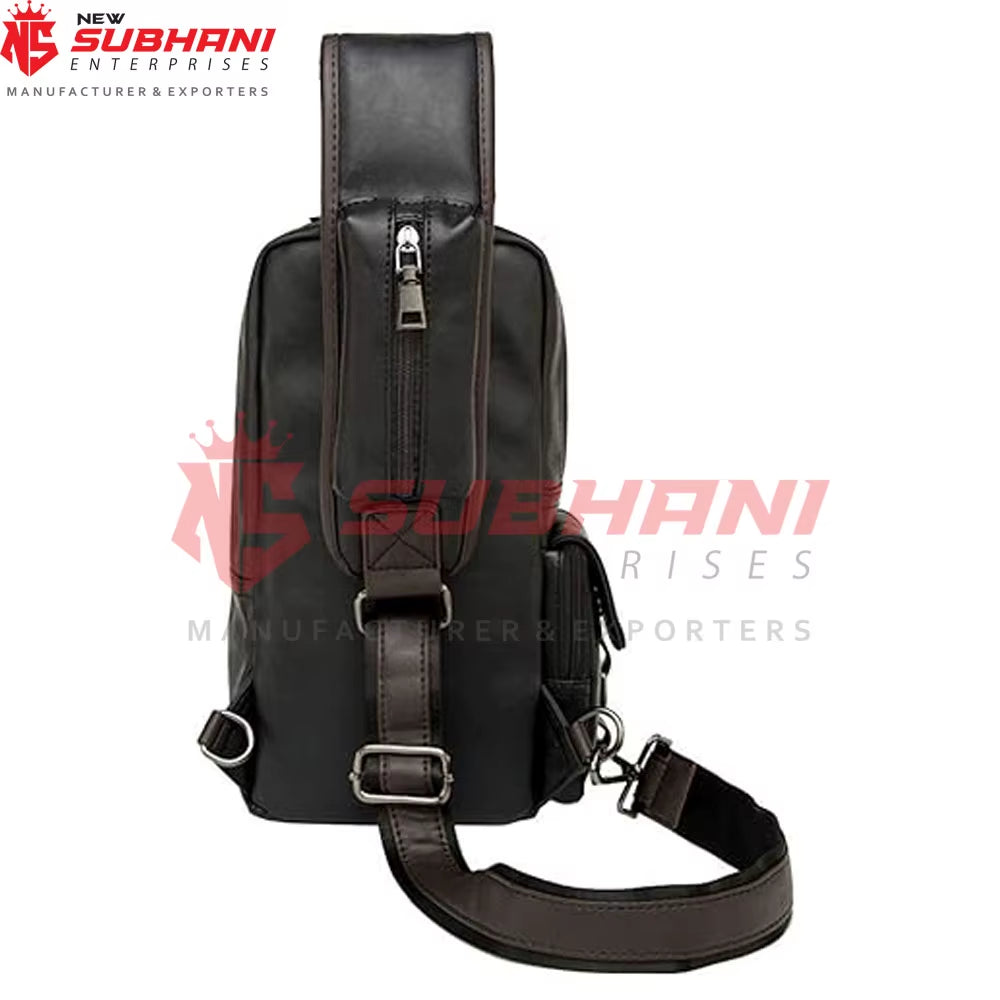 Customized Logo Pu Leather Water Proof Waist Bag Chest Bags with Earphone Custom Leather Shoulder Bags