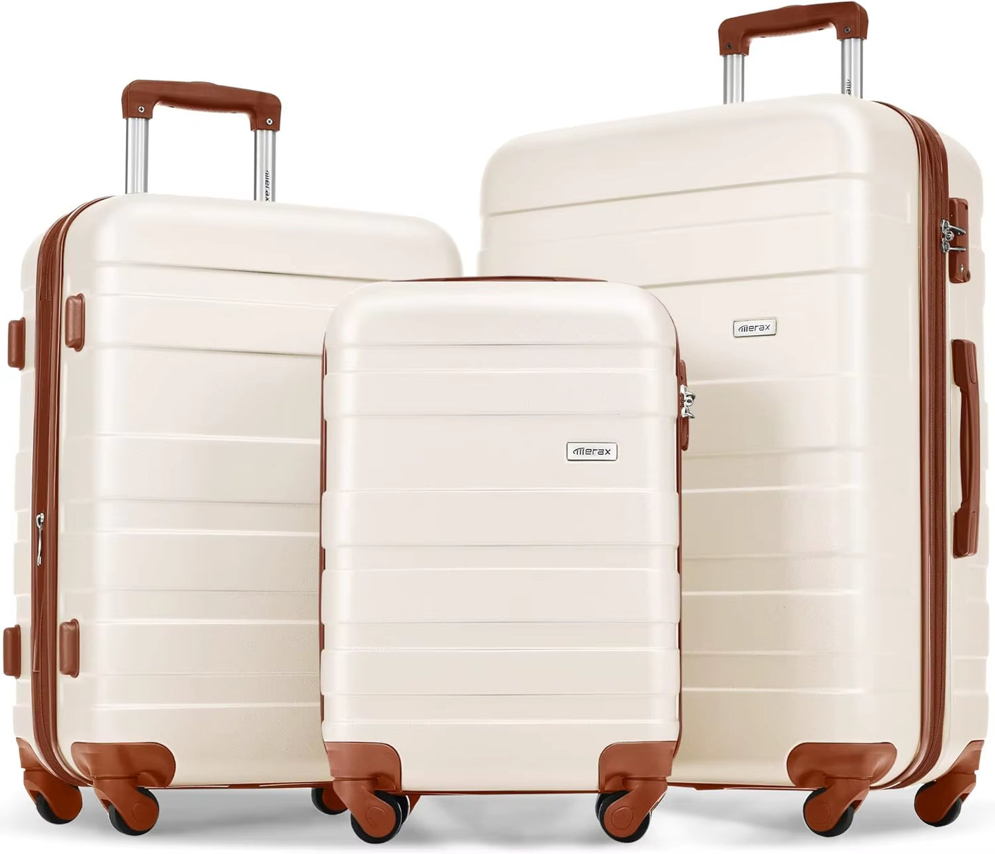 3 Piece Expandable ABS Hardshell Luggage Sets Spinner Wheel Suitcase TSA Lock Suit Case, Grey Green, 20/24/28 Inch