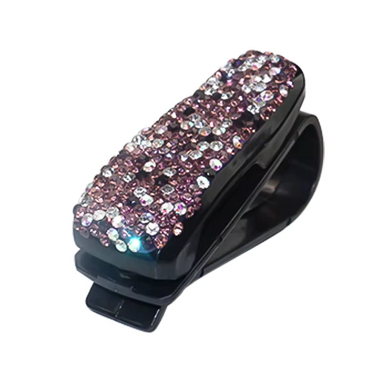 New Diamond Car Sunglasses Holder Sunglasses Case Crystal Bling Car Accessories Decoration Interior for Women