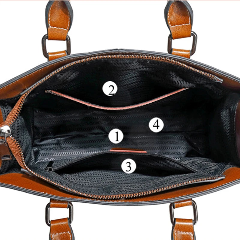 Genuine Leather Women Handbag Shoulder Cross Body Tote Bag Shopping Fashion Office Female Real Cowhide Messenger Top Handle Bags