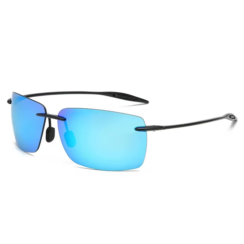 The Matrix Polarized Classic Sports Rimless Sunglasses Men Orange Male Driving Rectangle Ultralight Frame Sun Glasses UV400