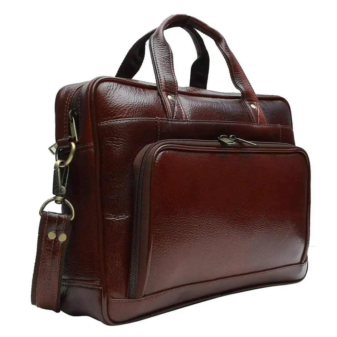 New Collection Genuine Cow Brown Leather Handbag Good Quality Handmade Leather Office Laptop Documental Bag Leather Material Bag