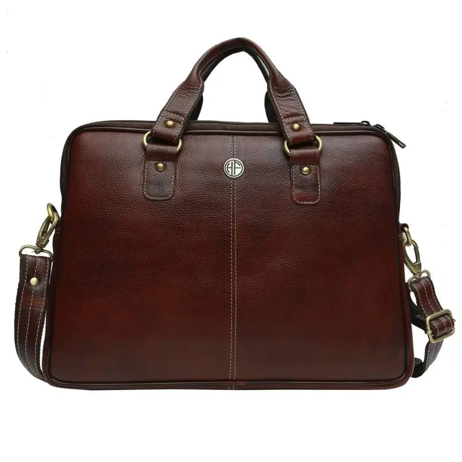 New Collection Genuine Cow Brown Leather Handbag Good Quality Handmade Leather Office Laptop Documental Bag Leather Material Bag