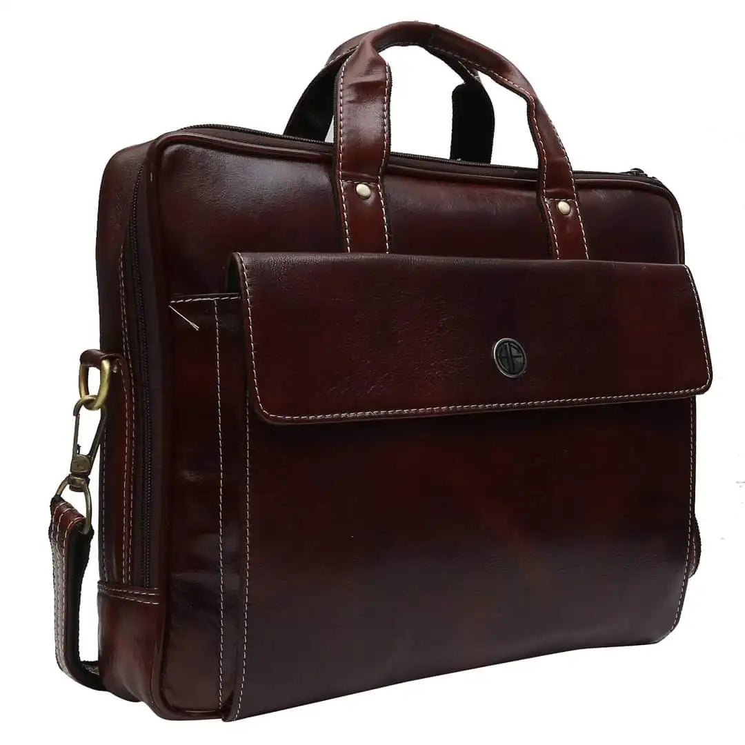 New Collection Genuine Cow Brown Leather Handbag Good Quality Handmade Leather Office Laptop Documental Bag Leather Material Bag