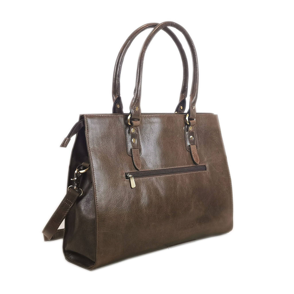 The Signature 17" Leather Laptop Bag, Oakwood