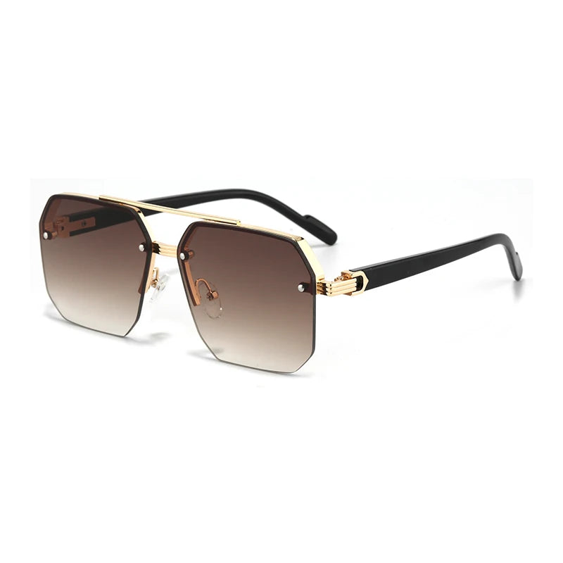 Metal Sunglasses with Double Bridges - UV400 Gradient Shades