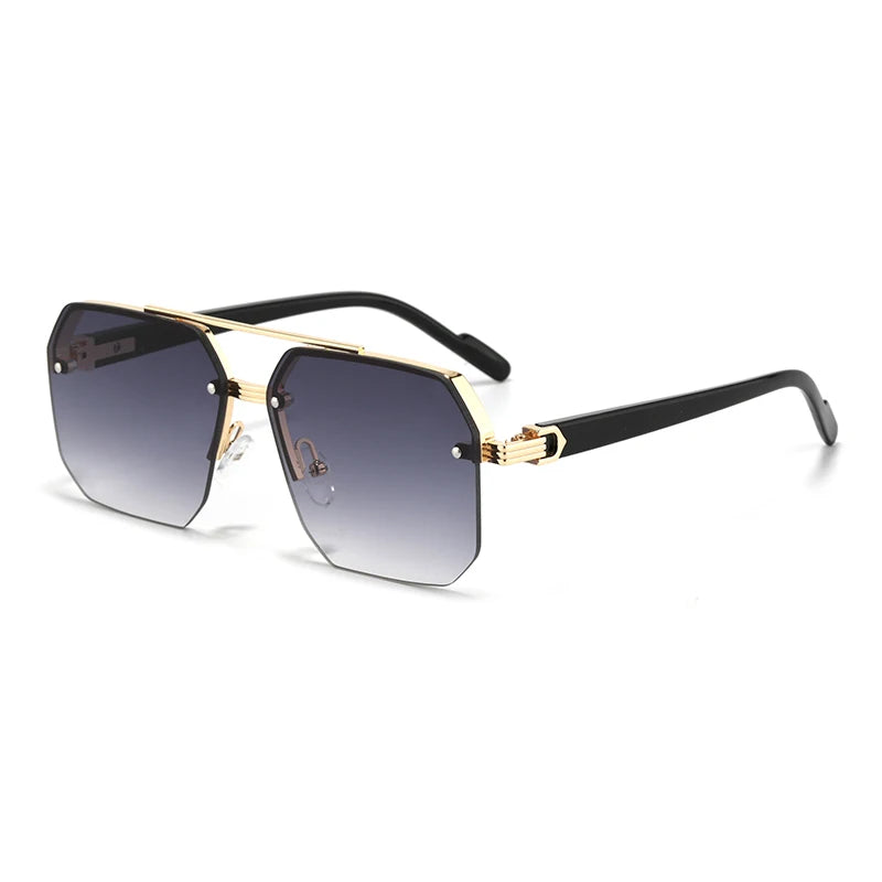 Metal Sunglasses with Double Bridges - UV400 Gradient Shades