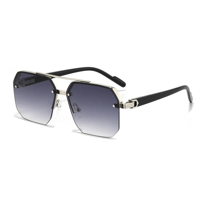 Metal Sunglasses with Double Bridges - UV400 Gradient Shades