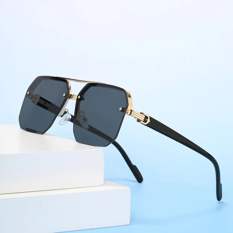 Metal Sunglasses with Double Bridges - UV400 Gradient Shades
