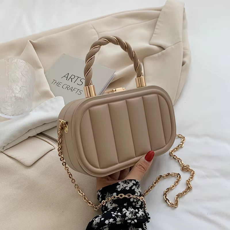 Women Chain Suitcase Messenger Bags PU Leather Small Crossbody Bags Blue White Designer Shoulder Bags Clutch Evening Party Bag