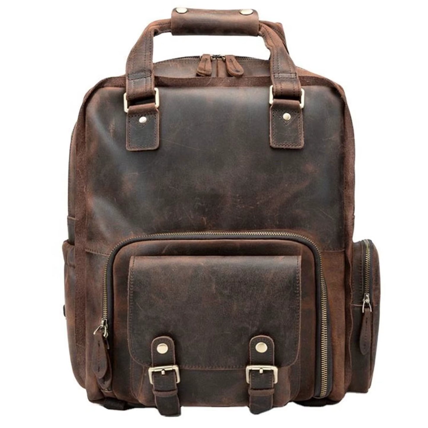 Travel Back Pack Genuine Leather Backpack Men 100% Pure Leather Bag Full Grain Leather.