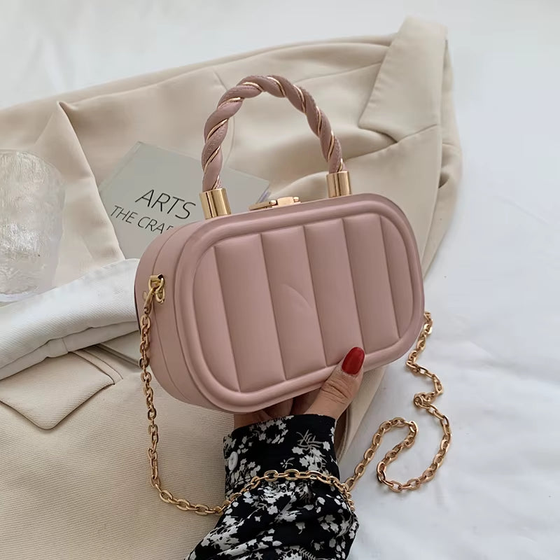 Women Chain Suitcase Messenger Bags PU Leather Small Crossbody Bags Blue White Designer Shoulder Bags Clutch Evening Party Bag