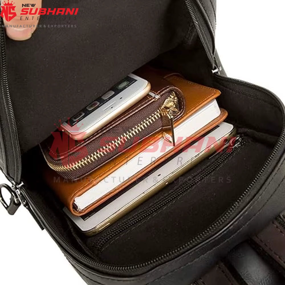 Customized Logo Pu Leather Water Proof Waist Bag Chest Bags with Earphone Custom Leather Shoulder Bags