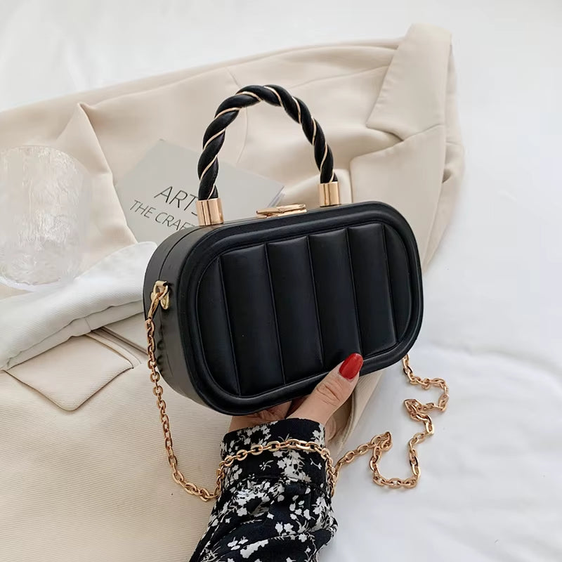 Women Chain Suitcase Messenger Bags PU Leather Small Crossbody Bags Blue White Designer Shoulder Bags Clutch Evening Party Bag