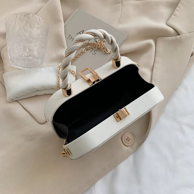 Women Chain Suitcase Messenger Bags PU Leather Small Crossbody Bags Blue White Designer Shoulder Bags Clutch Evening Party Bag