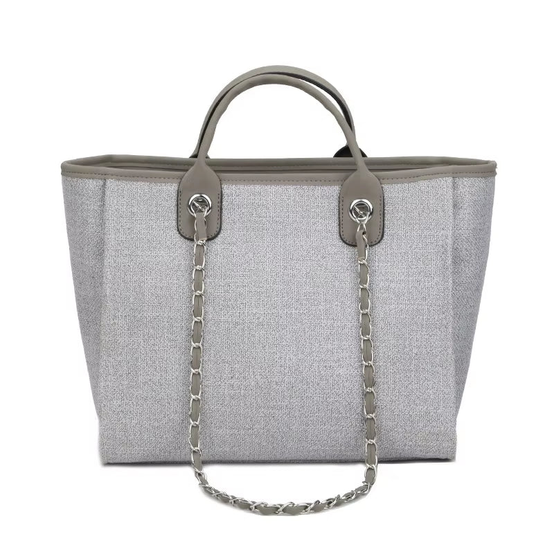 Women Tote Bags Fashion Canvas Large Capacity Handbag Casual Chains Shoulder Bags Ladies Big Messenger Bag Shopping Bag