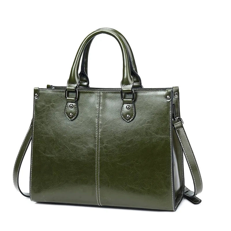Genuine Leather Women Handbag Shoulder Cross Body Tote Bag Shopping Fashion Office Female Real Cowhide Messenger Top Handle Bags