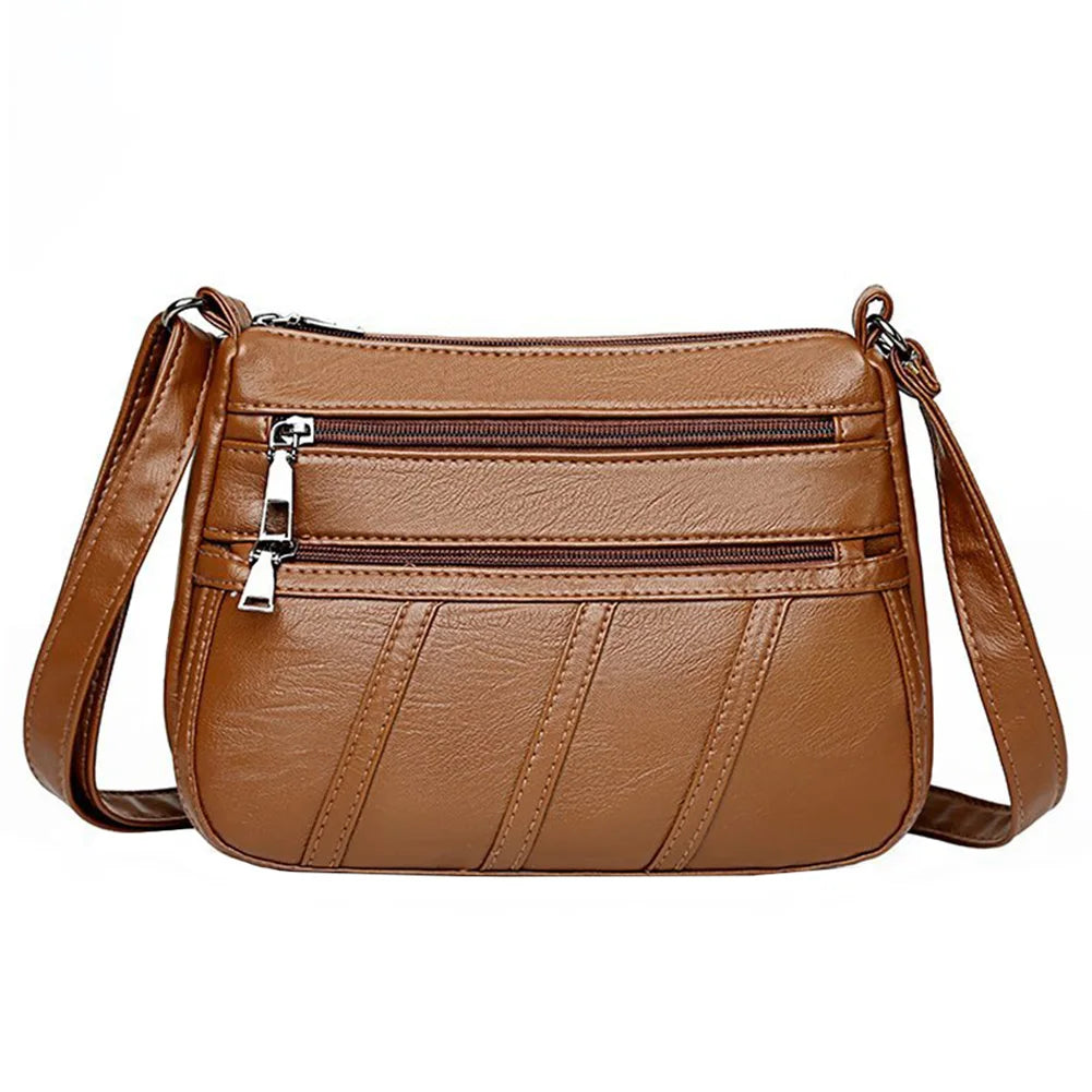 New Casual Bag Women Soft Pu Leather Shoulder Bags High-Quality Multi-Pocket Messenger Bag Black Ladies Business Crossbody Bag