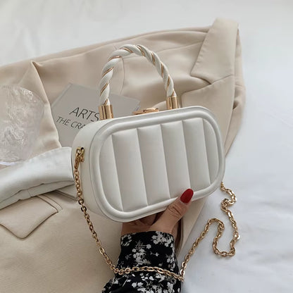 Women Chain Suitcase Messenger Bags PU Leather Small Crossbody Bags Blue White Designer Shoulder Bags Clutch Evening Party Bag