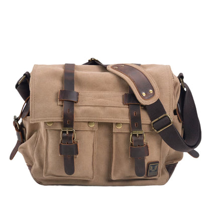 Canvas Leather Men Messenger Bags Big Satchel Shoulder Bags Male Laptop Briefcase Travel Handbag