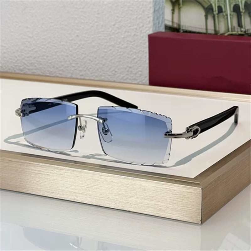 New Luxury Acetate Material Rimless Sun Glasses Women Men Top Quality Brand Designer Square Frame Glasses Cartiering Sunglasses