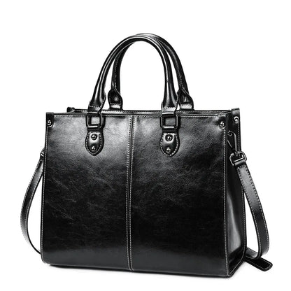 Genuine Leather Women Handbag Shoulder Cross Body Tote Bag Shopping Fashion Office Female Real Cowhide Messenger Top Handle Bags