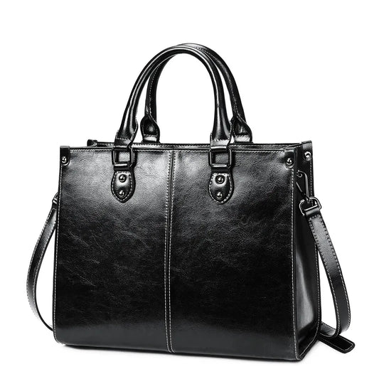 Genuine Leather Women Handbag Shoulder Cross Body Tote Bag Shopping Fashion Office Female Real Cowhide Messenger Top Handle Bags