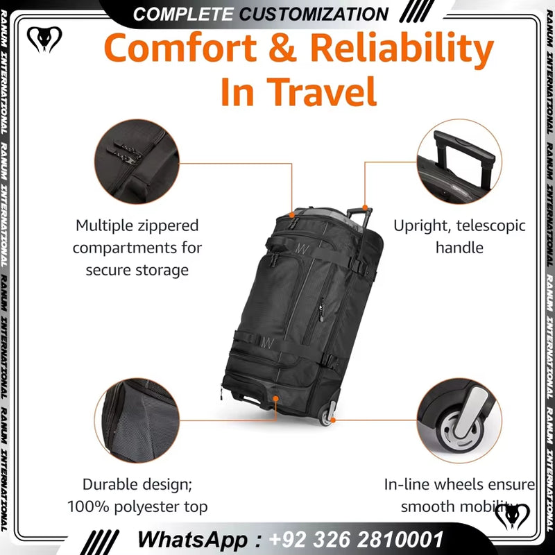 Leather Travel Trolley Durable Carry on Luggage Lightweight Airport Carryall Customizable Luggage Trolley