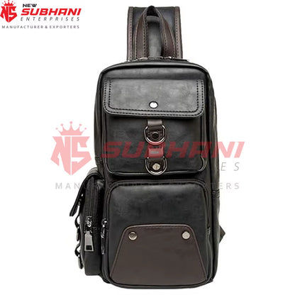 Customized Logo Pu Leather Water Proof Waist Bag Chest Bags with Earphone Custom Leather Shoulder Bags