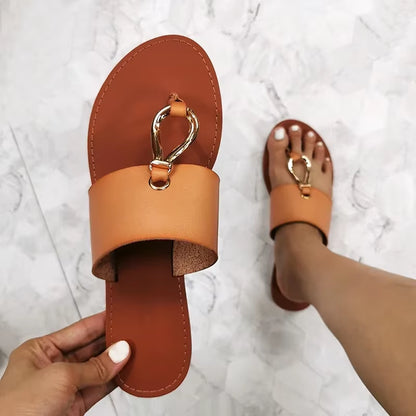 2025 New Fashion Women Slippers Summer Shoes Woman Retro Thin Straps Open Toe plus Size Outdoor Beach Flat Female Slides