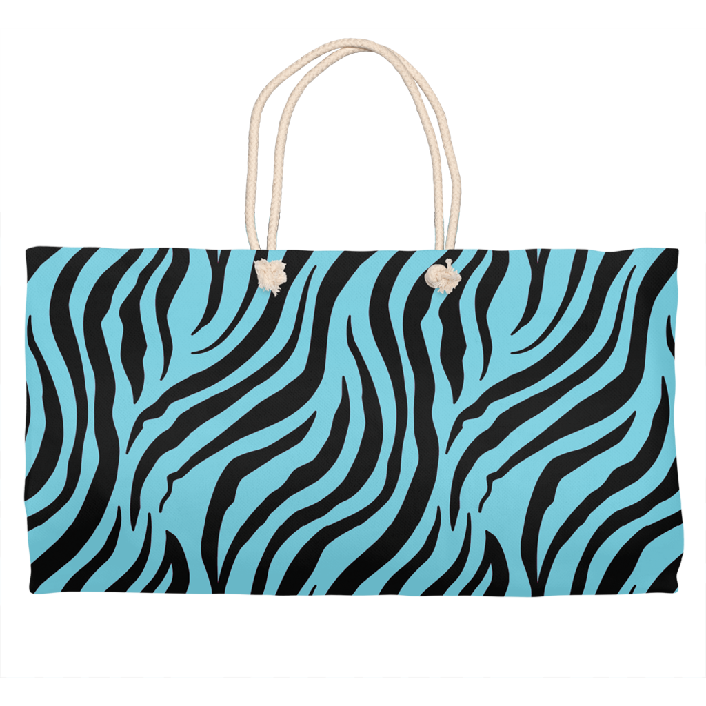 Zebra Blue Weekender Tote-0