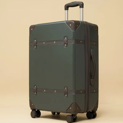 2PCS/SET Vintage PU Leather Travel Luggage,20"24"28 Inch Women Large Capacity Trolley Suitcases on Universal Wheel