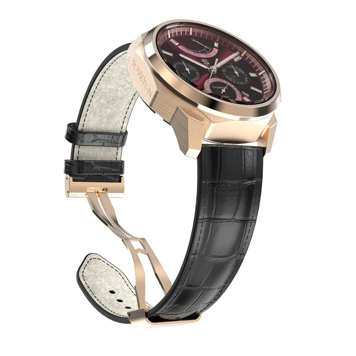 Black Leather - Rosegold Clasp