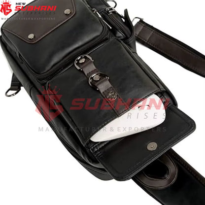 Customized Logo Pu Leather Water Proof Waist Bag Chest Bags with Earphone Custom Leather Shoulder Bags