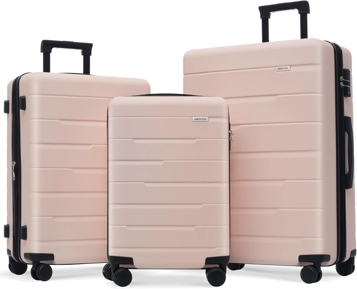3 Piece Expandable ABS Hardshell Luggage Sets Spinner Wheel Suitcase TSA Lock Suit Case, Grey Green, 20/24/28 Inch