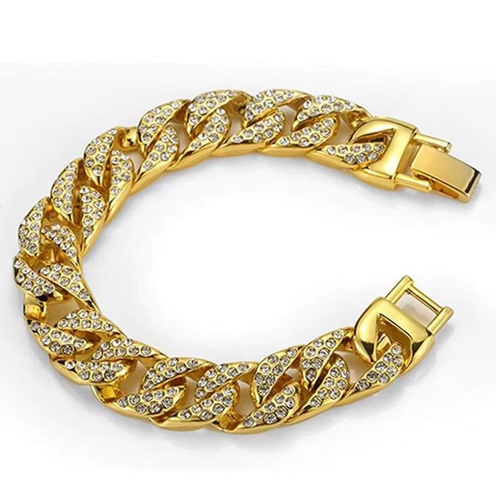 Fashion14K Gold Plated Bracelet Jewelry Women Stainless Steel OT Buckle Cuban Chain Popular Bracelet