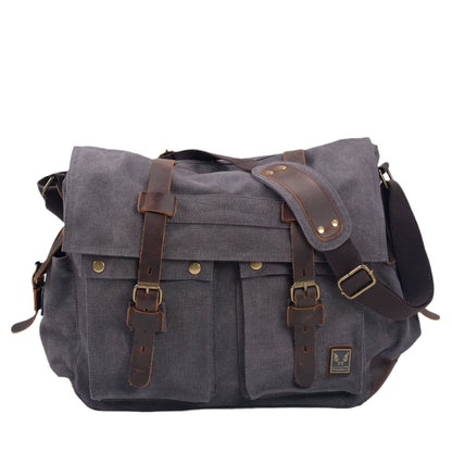 Canvas Leather Men Messenger Bags Big Satchel Shoulder Bags Male Laptop Briefcase Travel Handbag