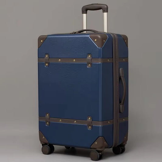 2PCS/SET Vintage PU Leather Travel Luggage,20"24"28 Inch Women Large Capacity Trolley Suitcases on Universal Wheel