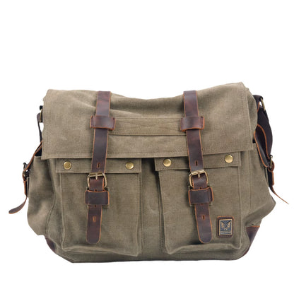 Canvas Leather Men Messenger Bags Big Satchel Shoulder Bags Male Laptop Briefcase Travel Handbag