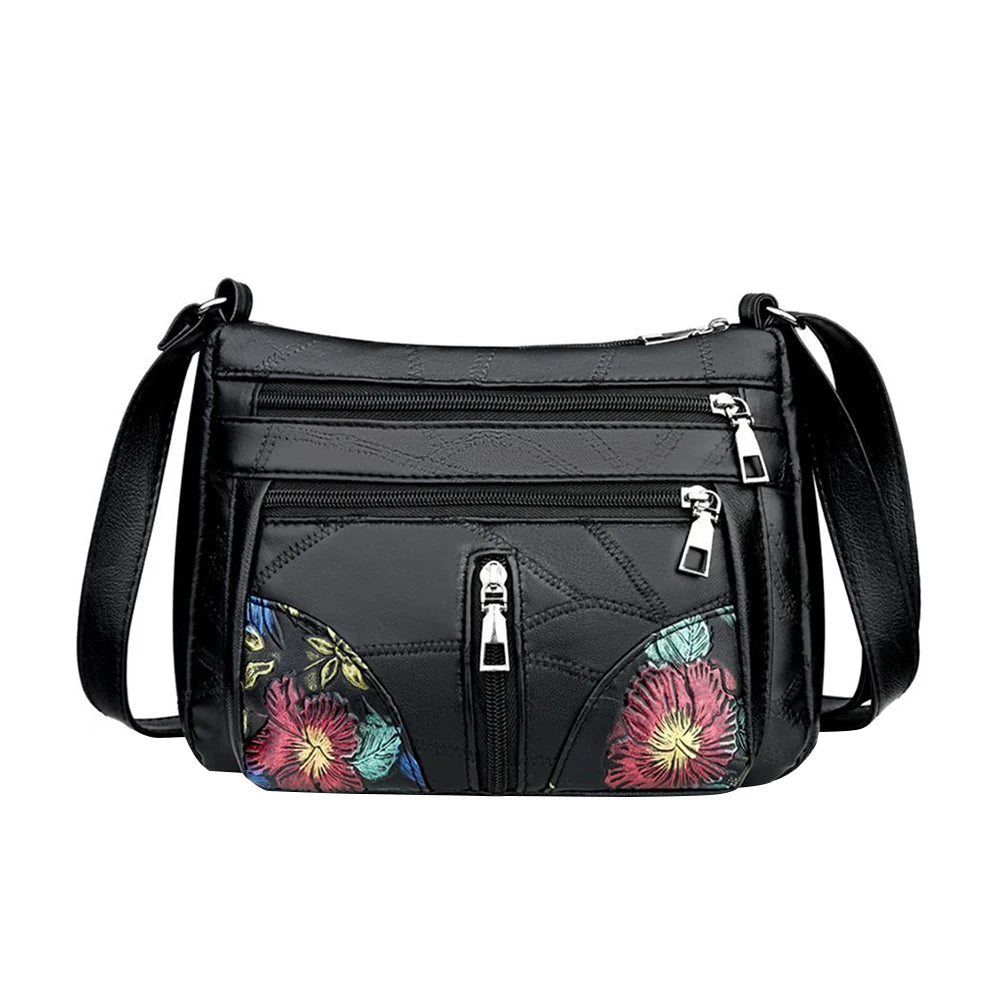 New Casual Bag Women Soft Pu Leather Shoulder Bags High-Quality Multi-Pocket Messenger Bag Black Ladies Business Crossbody Bag
