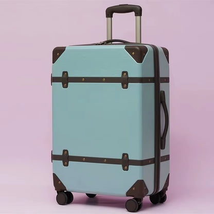 2PCS/SET Vintage PU Leather Travel Luggage,20"24"28 Inch Women Large Capacity Trolley Suitcases on Universal Wheel
