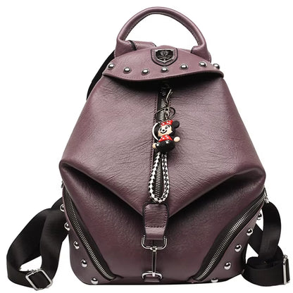 JIEROTYX Women Backpack Large Capacity Travel School Bags Fashion Punk British Style Female Rivets Shoulder Bags High Quality