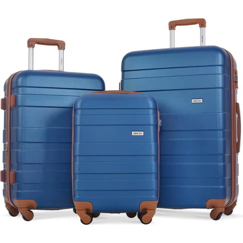 3 Piece Expandable ABS Hardshell Luggage Sets Spinner Wheel Suitcase TSA Lock Suit Case, Grey Green, 20/24/28 Inch
