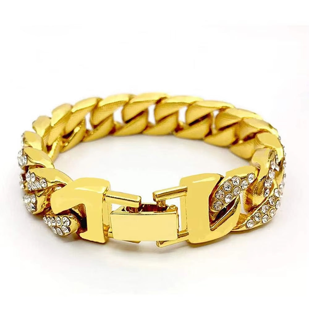 Fashion14K Gold Plated Bracelet Jewelry Women Stainless Steel OT Buckle Cuban Chain Popular Bracelet