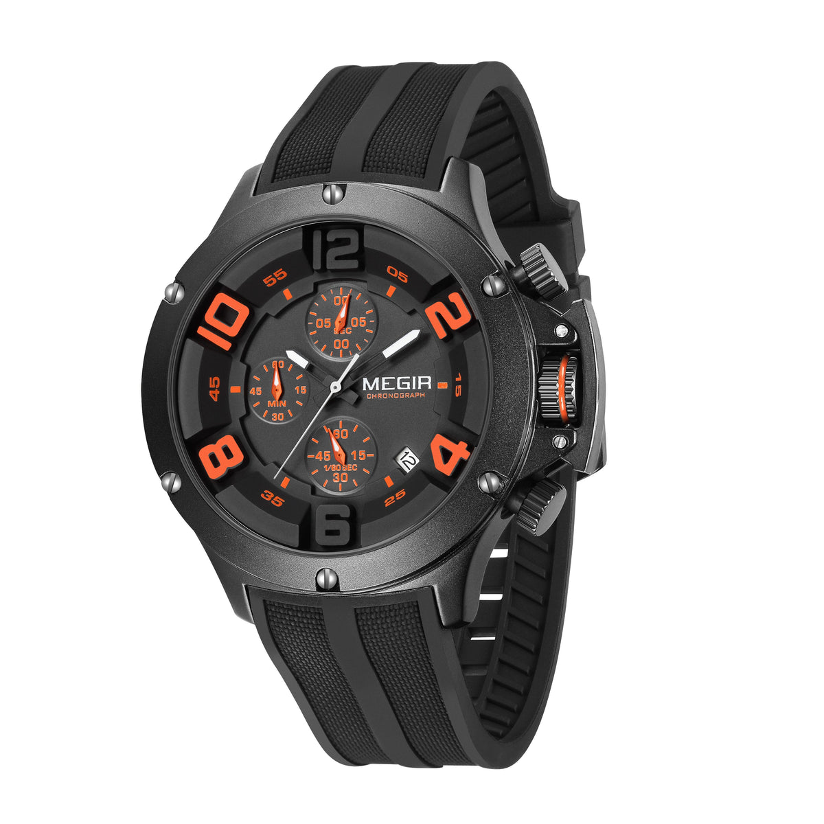 MEGIR Relogio Masculino Luxury Quartz Watch for Men Yellow Silicone Strap Military Sport WristWatch Chronograph with Auto Date 8115