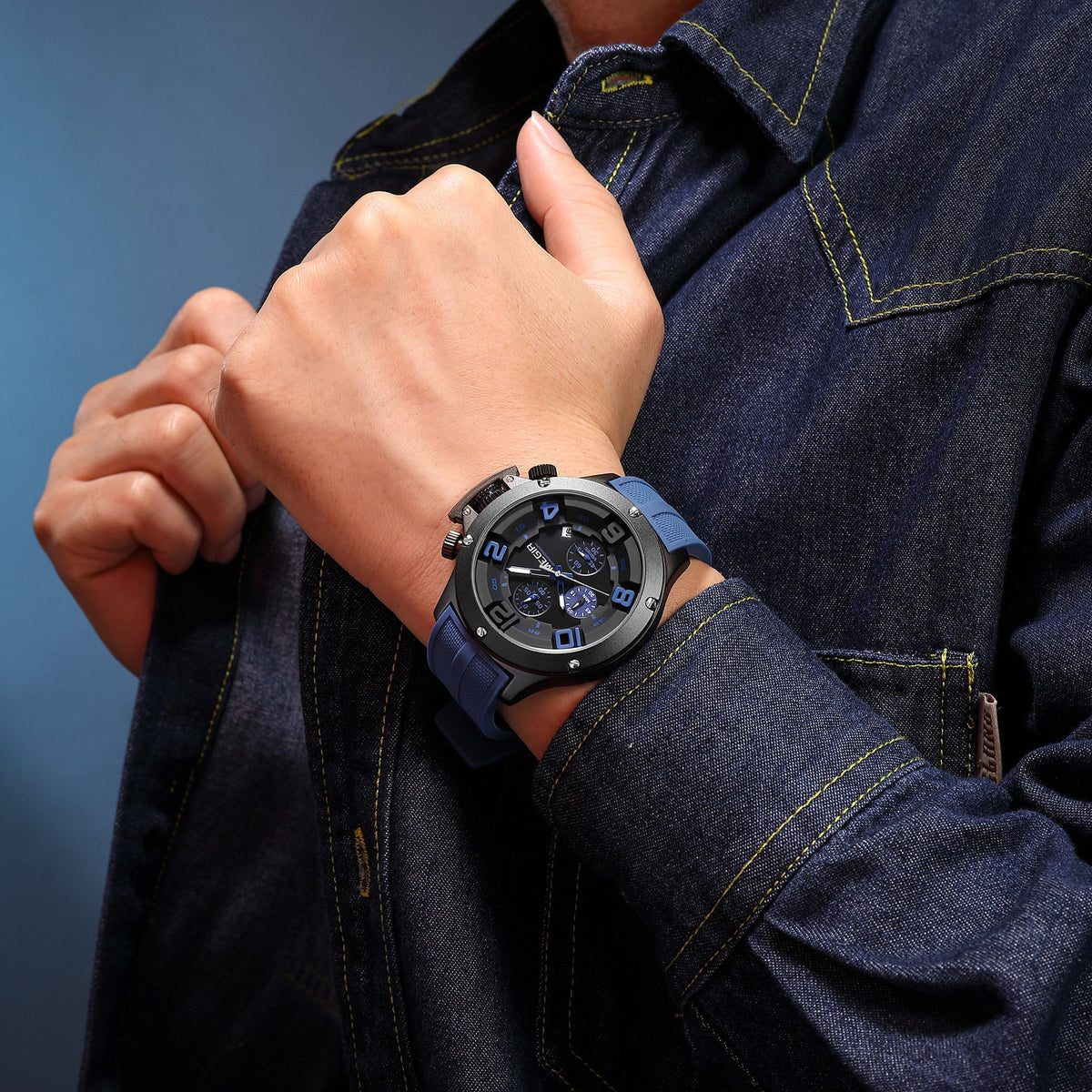 MEGIR Relogio Masculino Luxury Quartz Watch for Men Yellow Silicone Strap Military Sport WristWatch Chronograph with Auto Date 8115