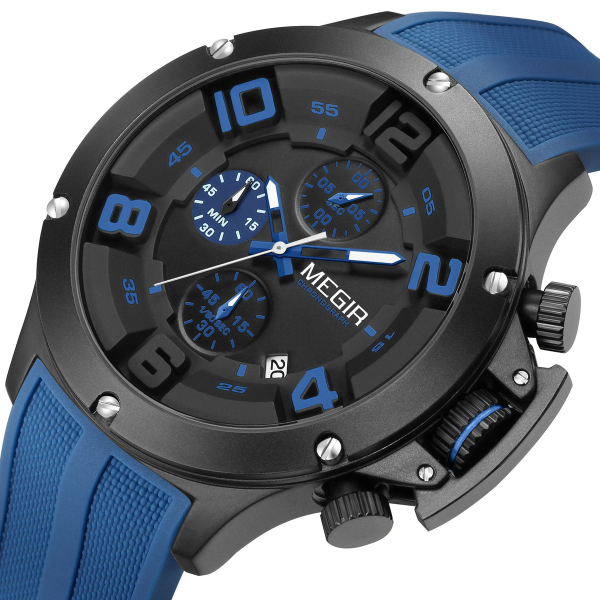 MEGIR Relogio Masculino Luxury Quartz Watch for Men Yellow Silicone Strap Military Sport WristWatch Chronograph with Auto Date 8115
